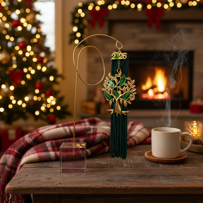 Χριστουγεννιάτικο γουρί με γυάλινη βάση και κουτι “Δέντρο Ζωής” – Για Μια Χρονιά με Ρίζες, Φως και Προορισμό