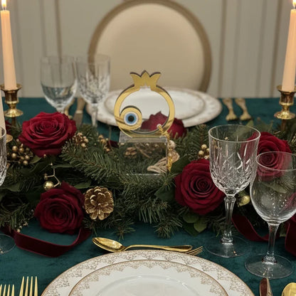 Χριστουγεννιάτικο γουρί με γυάλινη βάση και κουτι “Ρόδι & Μάτι” – Για Μια Χρονιά με Αφθονία και Προστασία