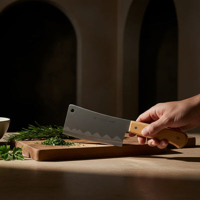 Επαγγελματικός Μπαλτάς Κουζίνας (Cleaver) από Ανοξείδωτο Ατσάλι με Ξύλινη Λαβή - Εναλλακτική Όψη