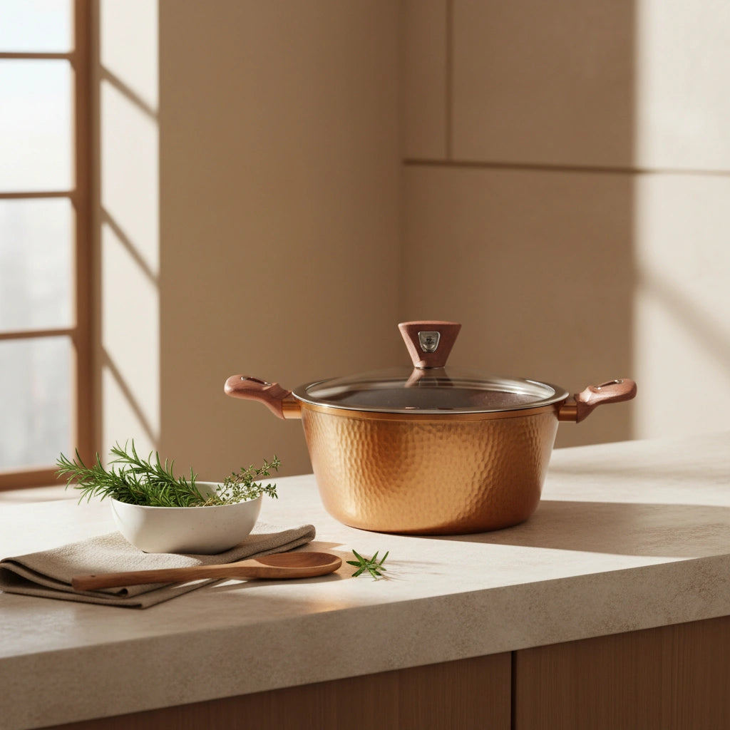 Σειρά Χυτρών Baroly Copper Κεραμική Αντικολλητική με Γυάλινο Καπάκι