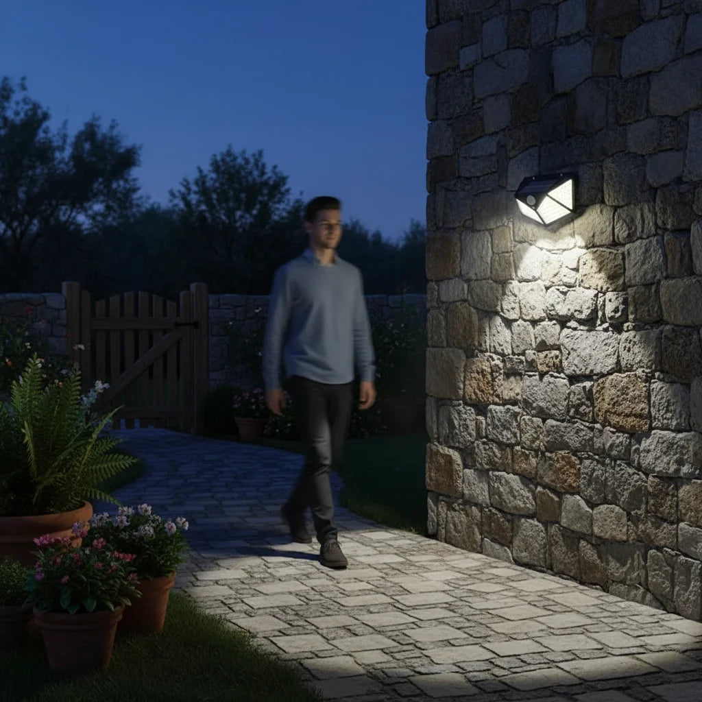 Ηλιακός Προβολέας LED Εξωτερικού Χώρου με Αισθητήρα Κίνησης (100 LED) – Χωρίς Καλώδια